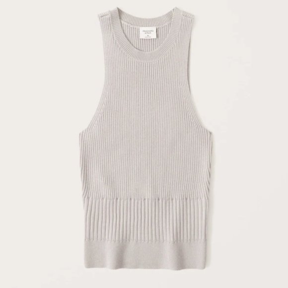 Abercrombie & Fitch Rib Mix High-Neck Tank Large | *TIGHT N SEXY CROP TOP-HUGS* - Picture 1 of 4
